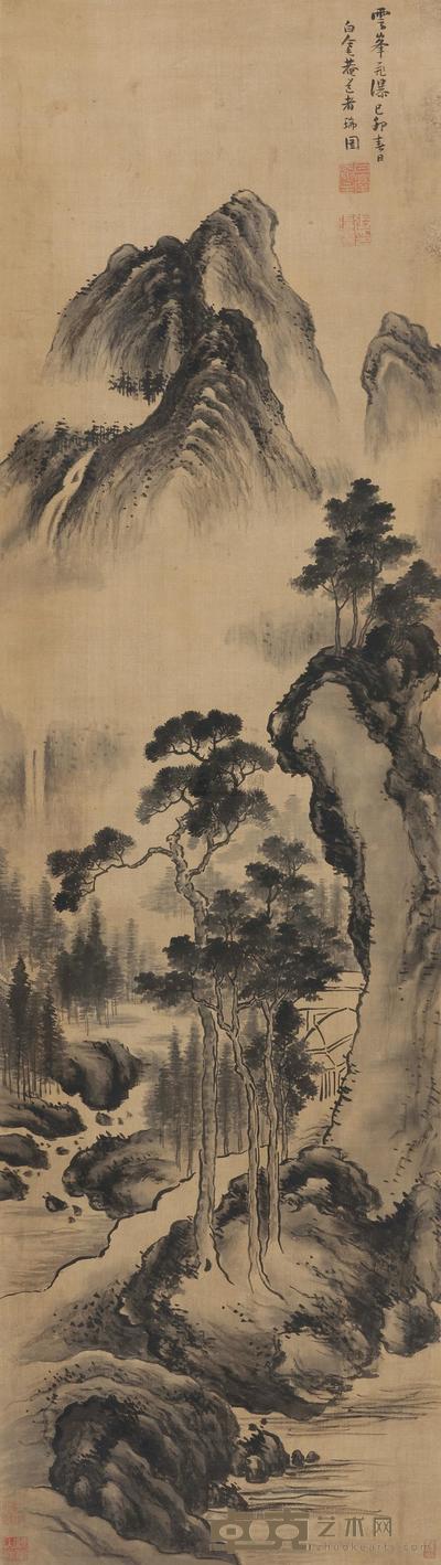 张瑞图 云峰飞瀑 立轴 183×51cm