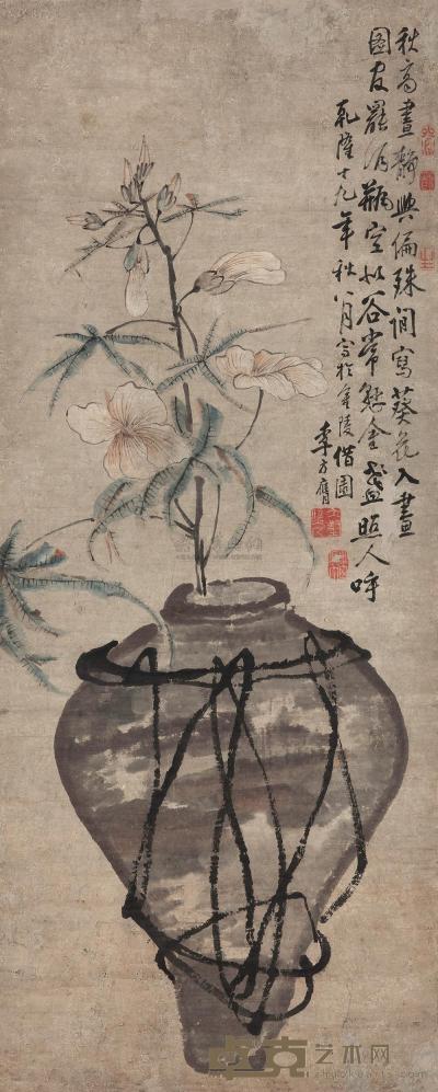 李方膺 （传） 花卉 立轴 127×51cm