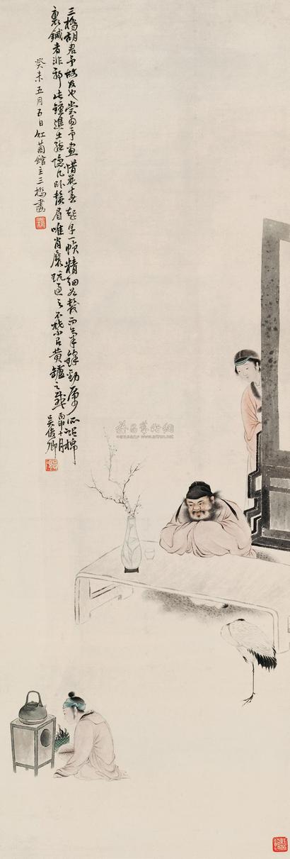 胡三桥 钟馗醉卧图 立轴