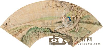 彭晹 归鹤图 扇面 18×51cm