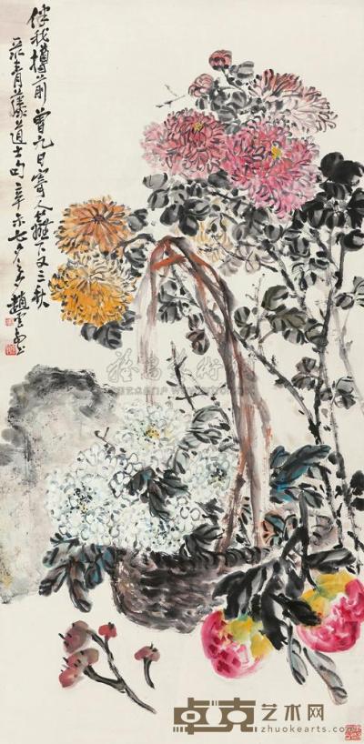 赵云壑 1931年作 菊寿图 立轴 138×67cm
