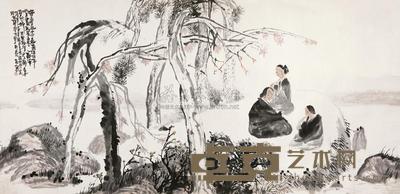 张友宪 1986年作 松荫雅韵图 镜心 121.5×245cm