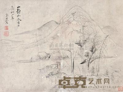 恽寿平 (款) 疏林小景 立轴 24×32cm