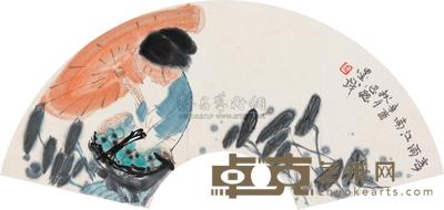 周思聪 1981年作 春雨江南 扇面 18×54cm