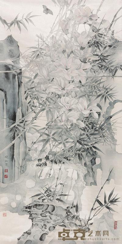 莫晓松 花蝶图 镜心 138×68cm