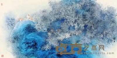 冯霖章 鸟语花香 镜心 67×136cm
