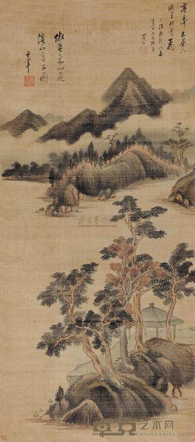 董其昌 仿北苑溪山亭子图 立轴 119×52cm