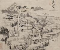 八大山人 云岩苍松图 立轴