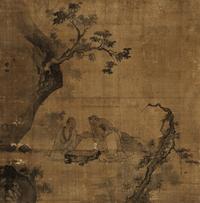 张路 对奕图 镜心