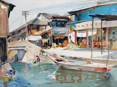 吴冠中 1957年作 水乡街景 28×37cm