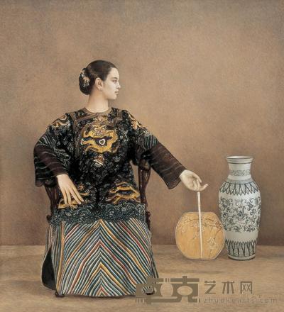 杨飞云 1990年作 执扇仕女 117×107cm