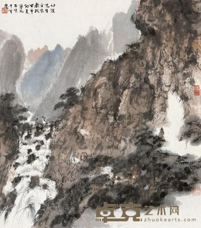 傅抱石 1944年作 溪山行旅图 立轴 61×54cm