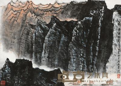 李可染 1963年作 清漓帆影 镜心 50×70cm
