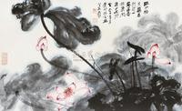 张大千 1978年作 泼墨荷花 镜心