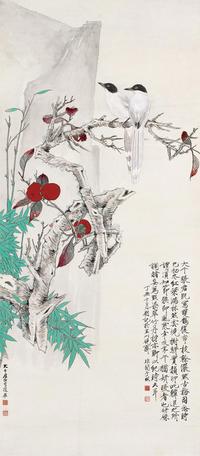 张大千 于非闇 1937年作 竹石双禽 立轴