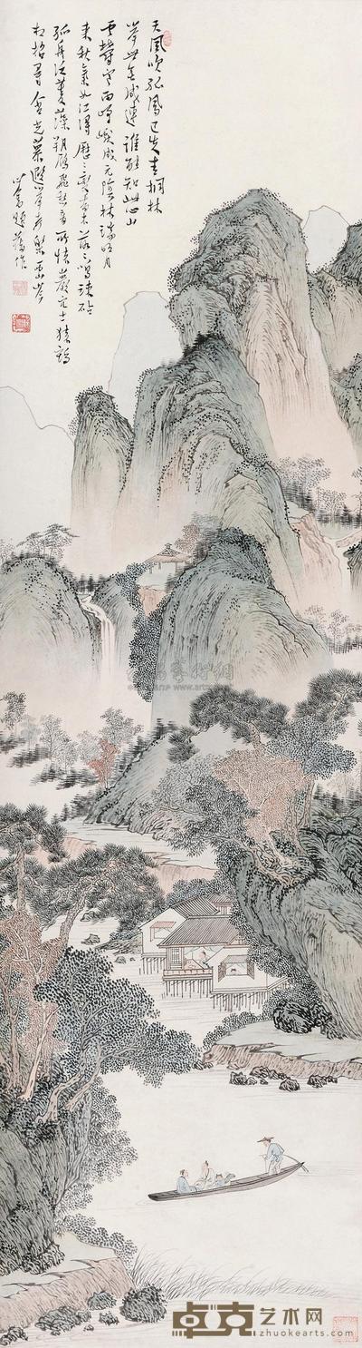 溥儒 溪山轻泛 立轴 134×36cm