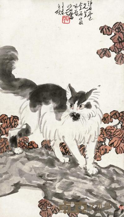 徐悲鸿 1931年作 猫 立轴 66×37cm