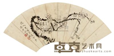 三多 白梅 扇面 20×55cm