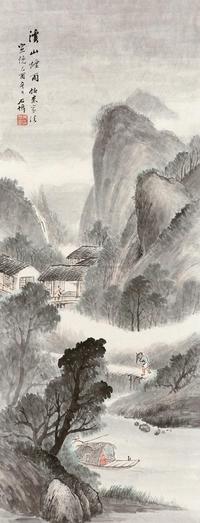 吴石僊 1909年作 溪山烟雨 立轴