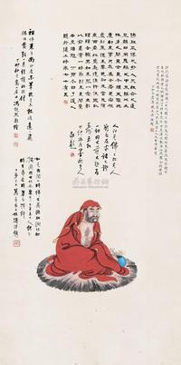 冯超然 1927年作 红衣罗汉 立轴