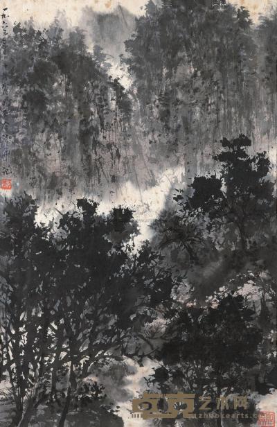 傅抱石 （款） 1963年作 金陵山水图 镜心 71×46cm