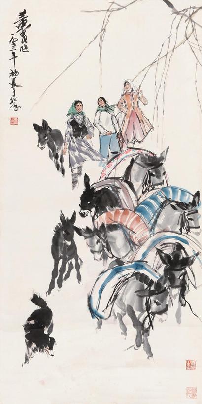 黄胄 （款） 1973年作 牧驴图 立轴