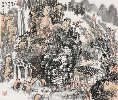 黄秋园 1977年作 秋溪客话 立轴