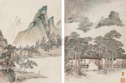 吴历 山水 （两帧） 镜心