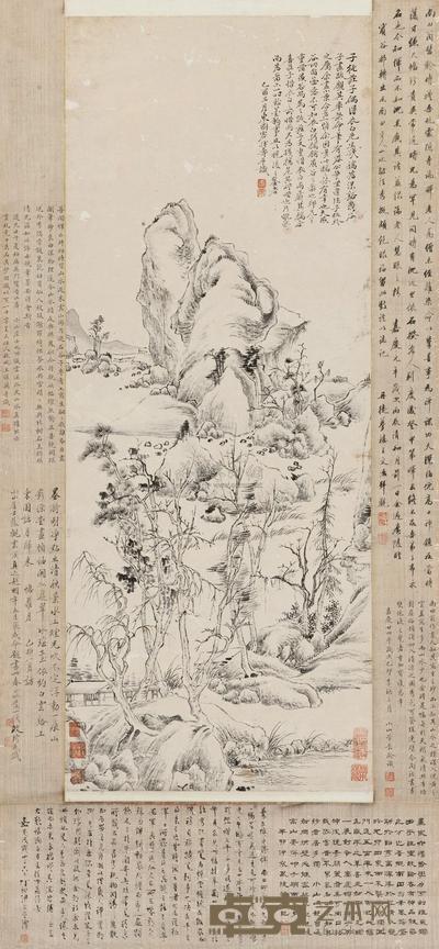 恽寿平 秋山萧树图 立轴 104×41cm