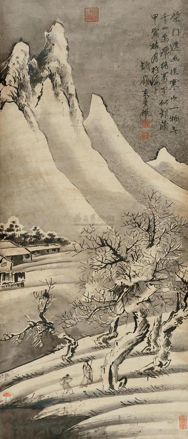 高其佩 1734年作 雪景山水 立轴