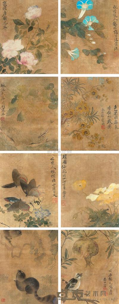 恽寿平 花鸟 （八帧） 镜心 20×16cm×8
