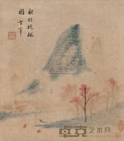 董其昌 秋林晚枫 立轴 32×29cm