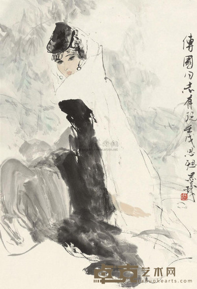 周思聪 1982年作 少女 镜心 69×46cm