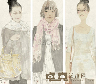 黄国武 2011年作 都市闲情 镜心 97×36cm×3