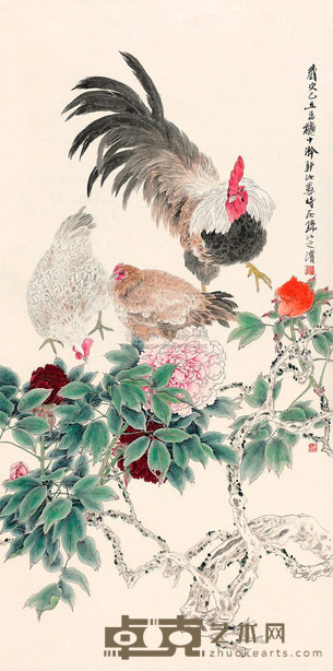 郭汝愚 2009年作 富贵吉祥 镜心 138×70cm