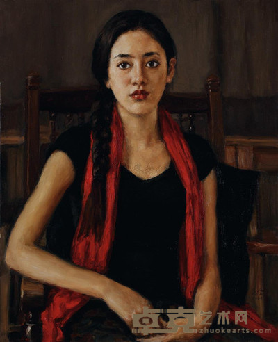 杨飞云 2009年作 沉思的少女 75×60cm