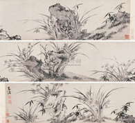 陈白阳 （款） 兰花竹石图 手卷
