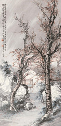 王鹤 1921年作 夜雨打窗图 立轴