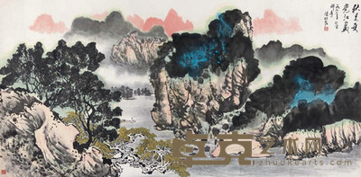 陈维信 秋江美 镜心 119×237cm