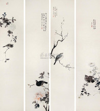 何金洪 2010年作 花鸟 四屏