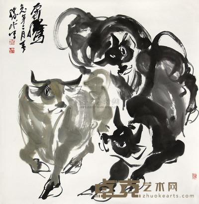 秦胜水 2011年作 奔腾 镜心 97×94cm