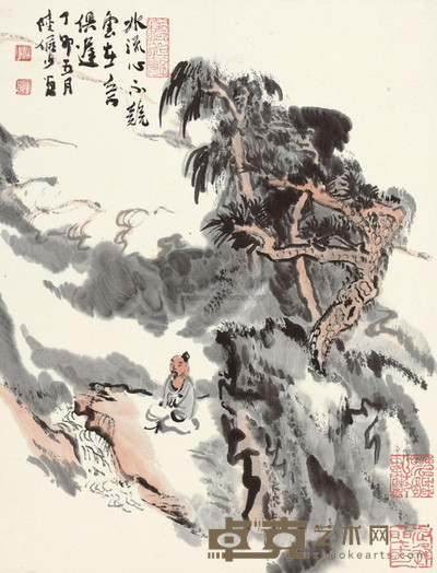 陆俨少 1987年作 水流心静 镜心 40×30cm