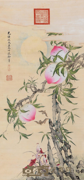 慈禧太后 寿桃 立轴 111×53cm