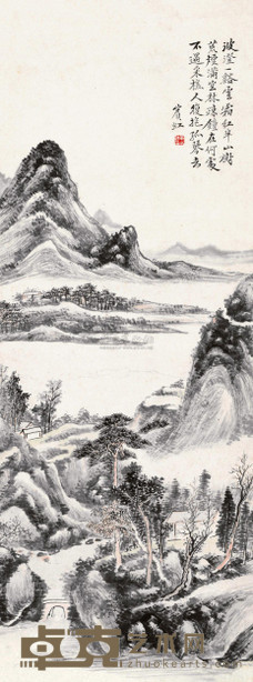 黄宾虹 松溪江畔 立轴 80×30cm