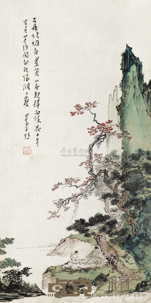 溥心畬 山中闲话 立轴 36×18cm
