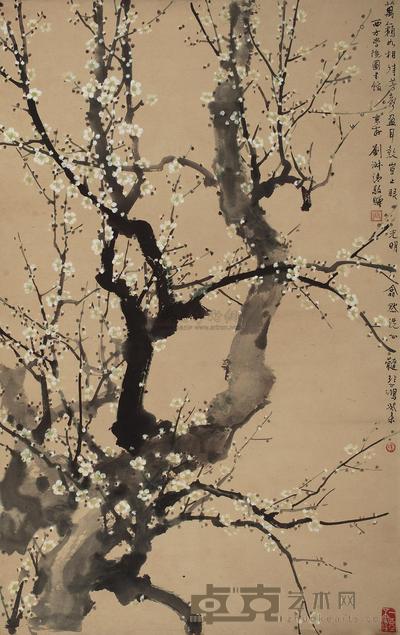 徐悲鸿 1943年作 梅花 立轴 91×57cm