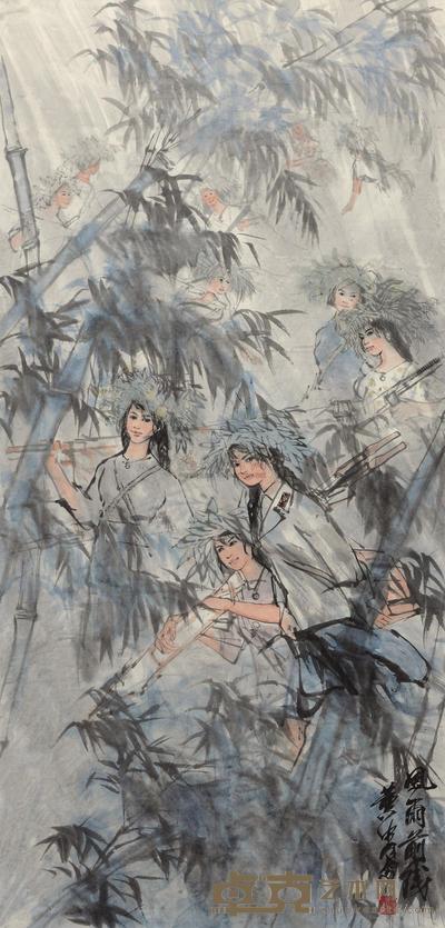黄胄 风雨前线 立轴 140×68cm