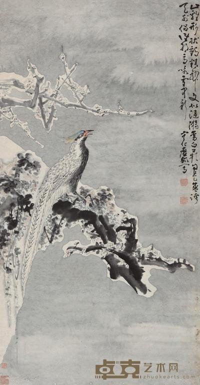 黄慎 雪中雉鸡 立轴 148×76cm