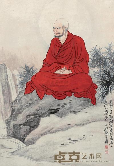 张大千 1944年作 红衣罗汉 立轴 76×52cm