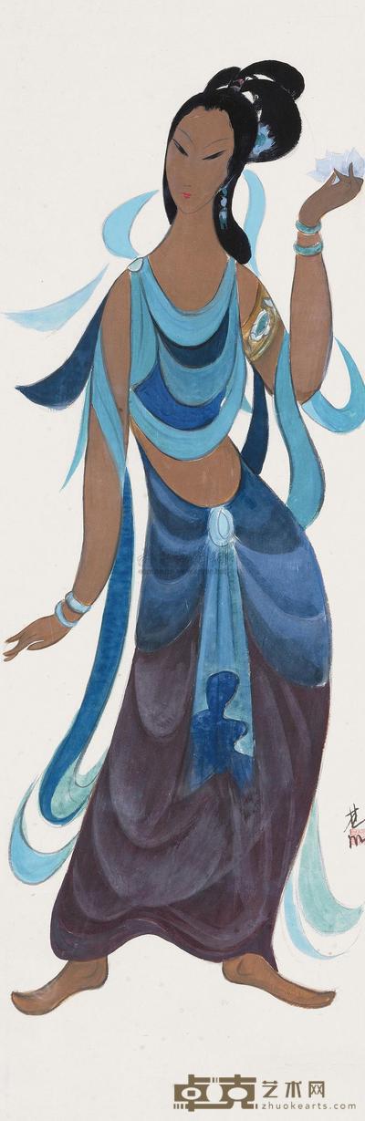 林风眠 拈花仕女 立轴 115×37cm